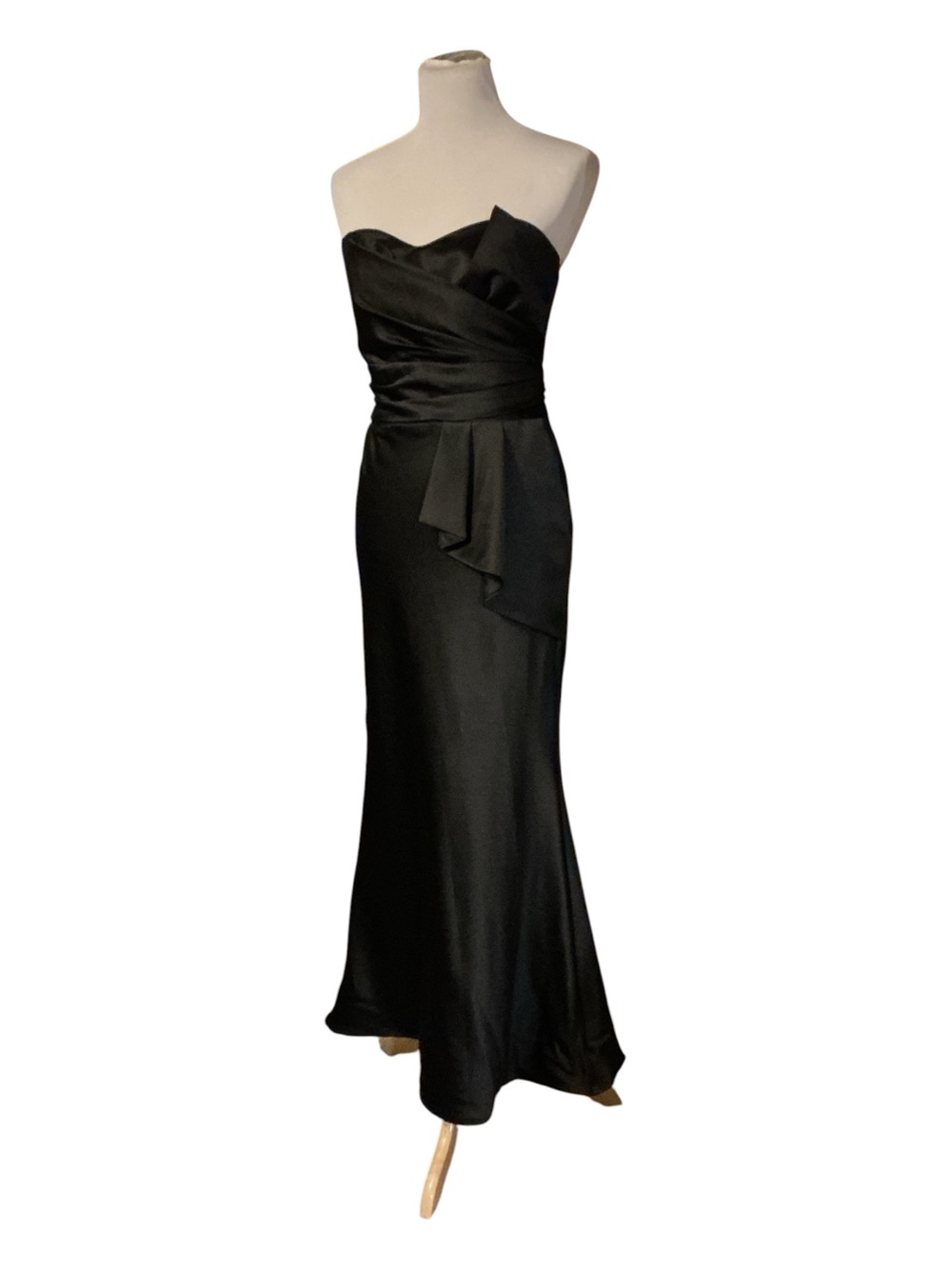 David's Bridal Black Strapless Satin Evening Dress
